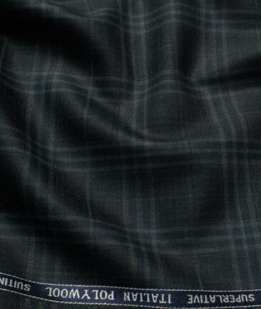 Spaadaa Italy Men's Wool Checks Super 130's  Unstitched Suiting Fabric (Dark Grey) - Image 3