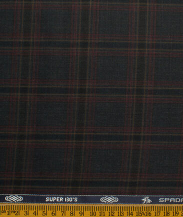 Spaadaa Italy Men's Wool Checks Super 130's  Unstitched Suiting Fabric (Dark Grey) - Image 3