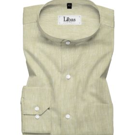 Linen Club Men's 60 LEA European Linen Self Design 2.25 Meter Unstitched Shirting Fabric (Beige)