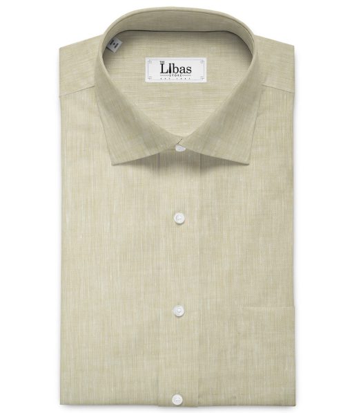 Linen Club Men's 60 LEA European Linen Self Design 2.25 Meter Unstitched Shirting Fabric (Bone Beige)