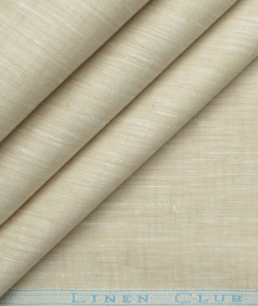 Linen Club Men's 60 LEA European Linen Self Design 2.25 Meter Unstitched Shirting Fabric (Bone Beige)