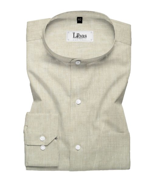 Linen Club Men's 60 LEA European Linen Self Design 2.25 Meter Unstitched Shirting Fabric (Sand Beige)