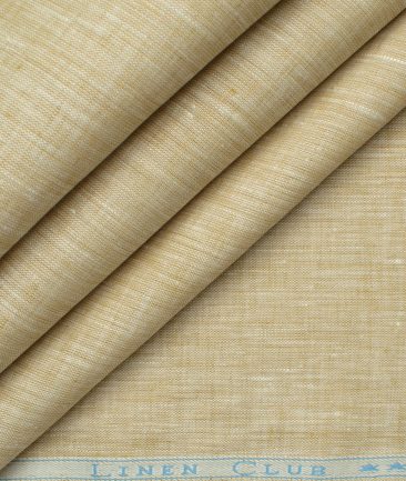 Linen Club Men's 60 LEA European Linen Self Design 2.25 Meter Unstitched Shirting Fabric (Sand Castle Beige)