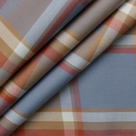 Arvind Men's Premium Cotton Checks 2.25 Meter Unstitched Shirting Fabric (Greyish Blue)