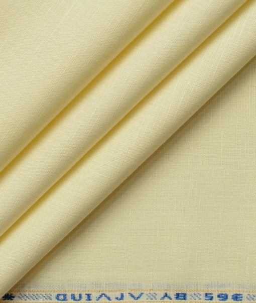 Arvind Men's Irish Linen Cotton Solids 2.25 Meter Unstitched Shirting Fabric (Banana Yellow)
