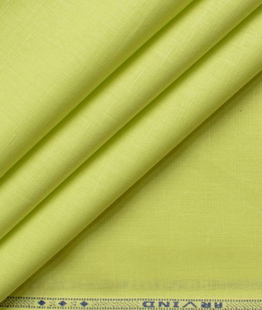 Arvind Men's Irish Linen Cotton Solids 2.25 Meter Unstitched Shirting Fabric (Lemon Yellow)