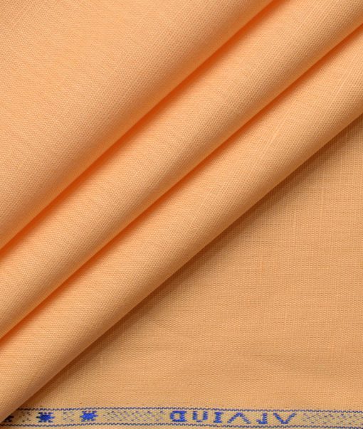 Arvind Men's Irish Linen Cotton Solids 2.25 Meter Unstitched Shirting Fabric (Light Orange)