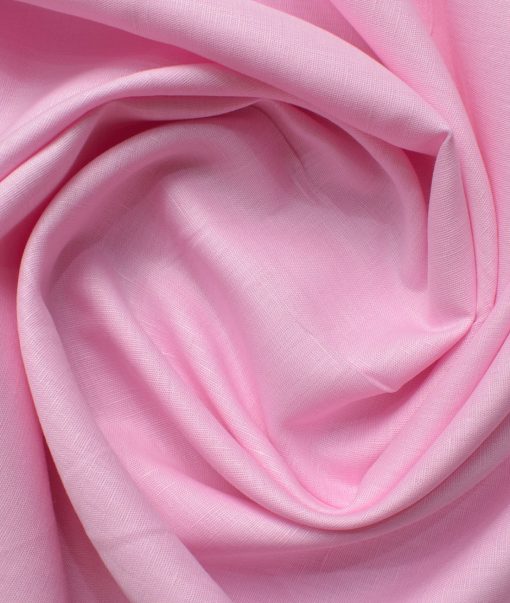 Arvind Men's Irish Linen Cotton Solids 2.25 Meter Unstitched Shirting Fabric (Pink)
