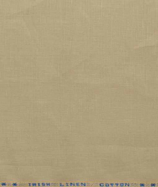 Arvind Men's Irish Linen Cotton Solids 2.25 Meter Unstitched Shirting Fabric (Tan Beige)