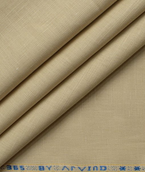 Arvind Men's Irish Linen Cotton Solids 2.25 Meter Unstitched Shirting Fabric (Tan Beige)