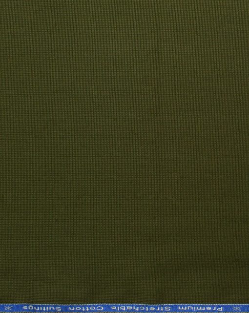 Arvind Men's Cotton Structured 1.50 Meter Unstitched Stretchable Trouser Fabric (Moss Green)