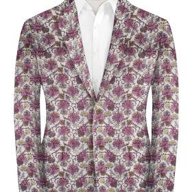 Augustus Men's Terry Rayon Printed 2.25 Meter Unstitched Ethnic Fabric (White & Magenta)
