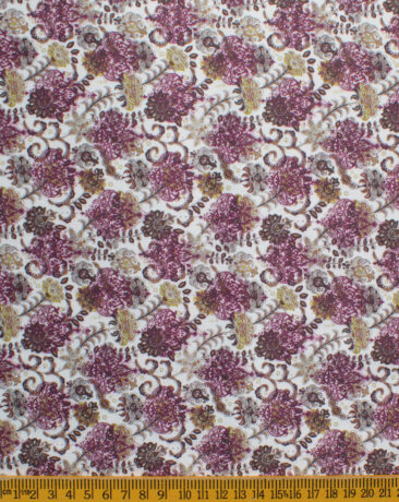 Augustus Men's Terry Rayon Printed  Unstitched Ethnic Fabric (White & Magenta) - Image 6