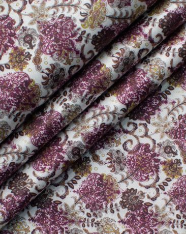 Augustus Men's Terry Rayon Printed 2.25 Meter Unstitched Ethnic Fabric (White & Magenta)