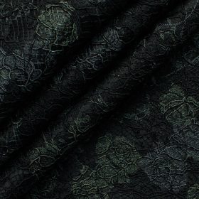 B-Posh Men's Polyester Printed 2.25 Meter Unstitched Ethnic Fabric (Black & Green)