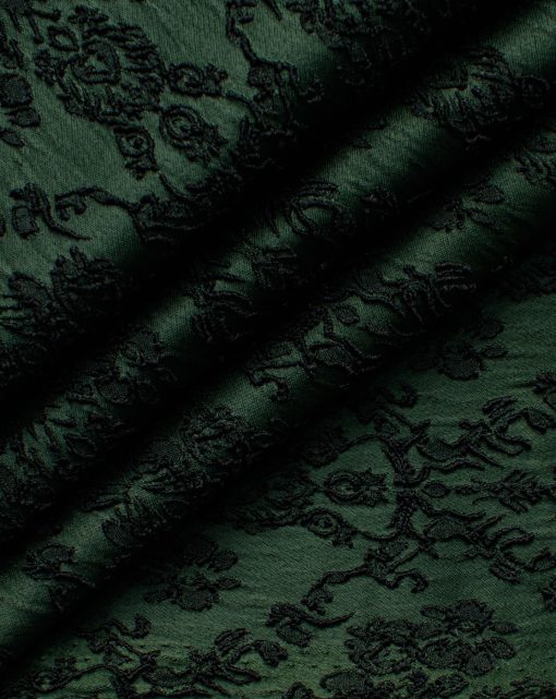 B-Posh Men's Terry Rayon Self Design 2.25 Meter Unstitched Ethnic Fabric (Green & Black)