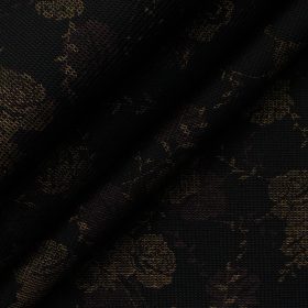 B-Posh Men's Polyester Printed 2.25 Meter Unstitched Ethnic Fabric (Black & Gold)