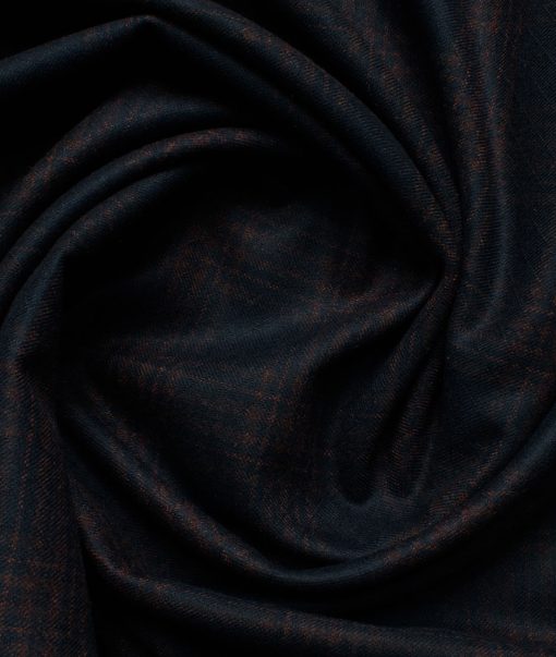 B-Posh Men's Terry Rayon Checks 2.25 Meter Unstitched Jacketing & Blazer Fabric (Dark Blue)