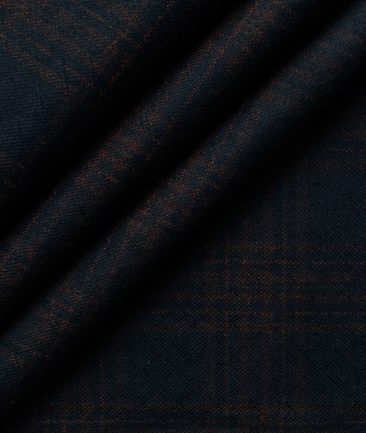 B-Posh Men's Terry Rayon Checks 2.25 Meter Unstitched Jacketing & Blazer Fabric (Dark Blue)