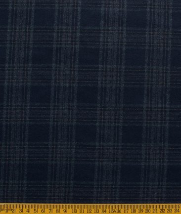 B-Posh Men's Terry Rayon Checks 2.25 Meter Unstitched Jacketing & Blazer Fabric (Dark Royal Blue)