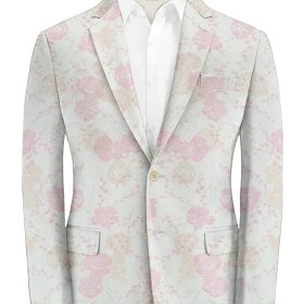 B-Posh Men's Polyester Printed 2.25 Meter Unstitched Ethnic Fabric (White & Pink)