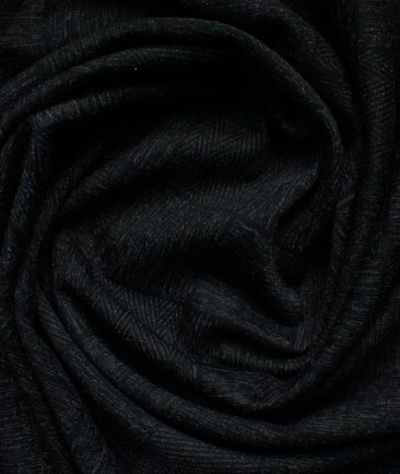 B-Posh Men's Terry Rayon Self Design 2.25 Meter Unstitched Jacketing & Blazer Fabric (Black)