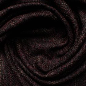 B-Posh Men's Terry Rayon Checks 2.25 Meter Unstitched Jacketing & Blazer Fabric (Dark Wine)