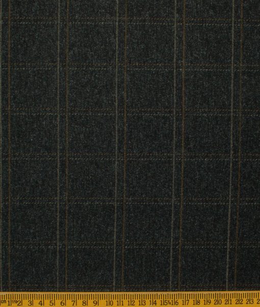 B-Posh Men's Terry Rayon Checks 2.25 Meter Unstitched Jacketing & Blazer Fabric (Dark Worsted Grey)