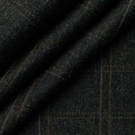 B-Posh Men's Terry Rayon Checks 2.25 Meter Unstitched Jacketing & Blazer Fabric (Dark Worsted Grey)