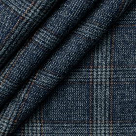 B-Posh Men's Terry Rayon Checks 2.25 Meter Unstitched Jacketing & Blazer Fabric (Blue)