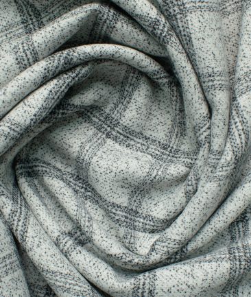 B-Posh Men's Terry Rayon Checks 2.25 Meter Unstitched Jacketing & Blazer Fabric (White & Black)