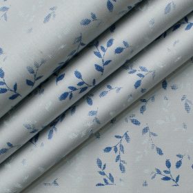 Cadini Men's Premium Cotton Printed 2.25 Meter Unstitched Shirting Fabric (Light Grey)