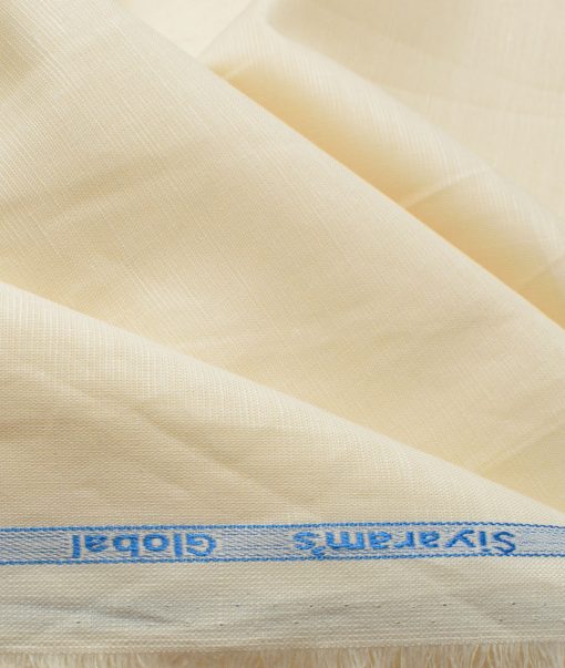 Cadini Men's Cotton Linen Solids 2.25 Meter Unstitched Shirting Fabric (Cream)