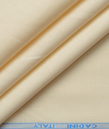 Cadini Men's Cotton Linen Solids 2.25 Meter Unstitched Shirting Fabric (Cream)