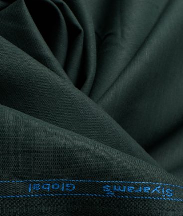 Cadini Men's Cotton Linen Solids 2.25 Meter Unstitched Shirting Fabric (Dark Pine Green)