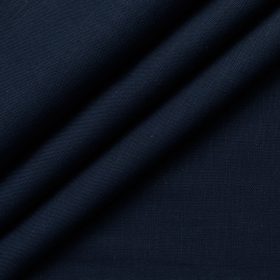 Cadini Men's Cotton Linen Solids 2.25 Meter Unstitched Shirting Fabric (Dark Royal Blue)