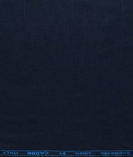 Cadini Men's Cotton Linen Solids 2.25 Meter Unstitched Shirting Fabric (Dark Royal Blue)