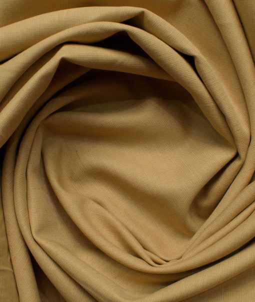 Cadini Men's Cotton Linen Solids 2.25 Meter Unstitched Shirting Fabric (Granola Beige)