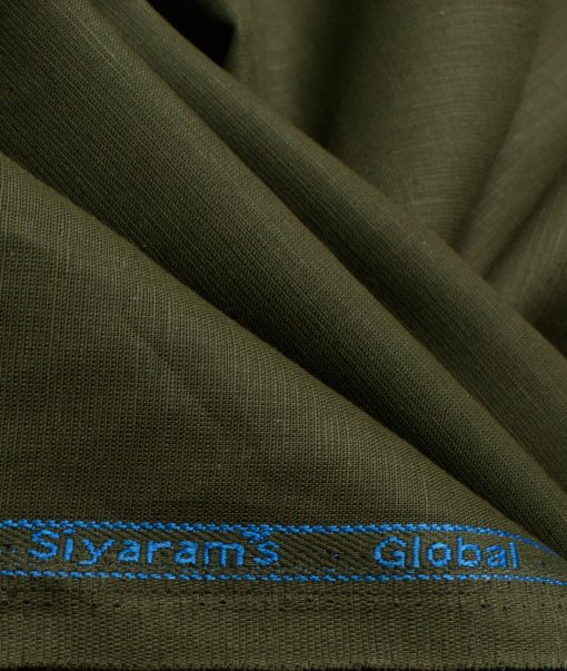 Cadini Men's Cotton Linen Solids 2.25 Meter Unstitched Shirting Fabric (Moss Green)