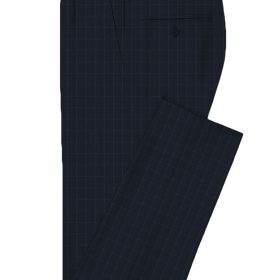 Canetti by Cadini Italy Men's Terry Rayon Checks 3.75 Meter Unstitched Suiting Fabric (Dark Navy Blue)