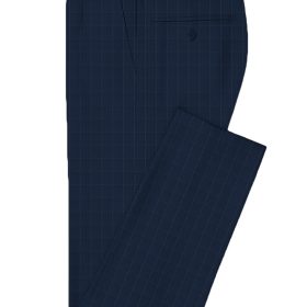 Canetti by Cadini Italy Men's Terry Rayon Checks 3.75 Meter Unstitched Suiting Fabric (Dark Royal Blue)