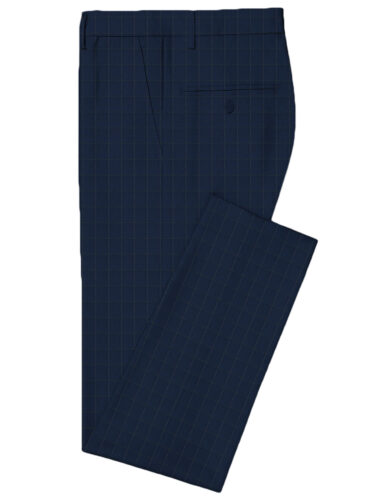 Canetti by Cadini Italy Men's Terry Rayon Checks 3.75 Meter Unstitched Suiting Fabric (Dark Royal Blue)