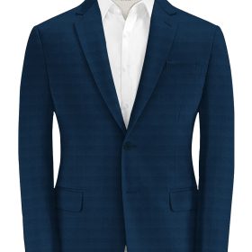 Canetti by Cadini Italy Men's Terry Rayon Checks 3.75 Meter Unstitched Suiting Fabric (Royal Blue)