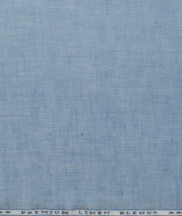 Cavallo by Linen Club Men's Cotton Linen Self Design 2.25 Meter Unstitched Shirting Fabric (Blue)