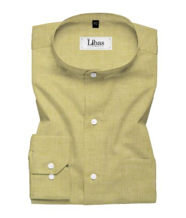 Cavallo by Linen Club Men's Cotton Linen Self Design 2.25 Meter Unstitched Shirting Fabric (Blonde Yellow)