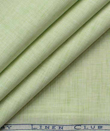 Cavallo by Linen Club Men's Cotton Linen Self Design 2.25 Meter Unstitched Shirting Fabric (Lime Green)