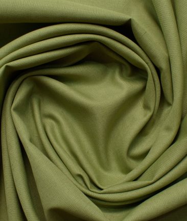 Cavallo by Linen Club Men's Cotton Linen Solids 2.25 Meter Unstitched Shirting Fabric (Olive Green)