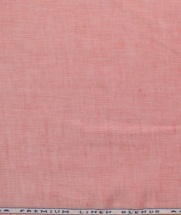 Cavallo by Linen Club Men's Cotton Linen Self Design 2.25 Meter Unstitched Shirting Fabric (Salmon Pink)