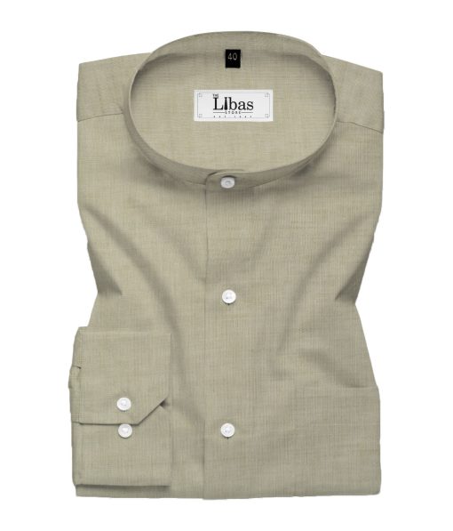 Cavallo by Linen Club Men's Cotton Linen Self Design 2.25 Meter Unstitched Shirting Fabric (Tan Beige)
