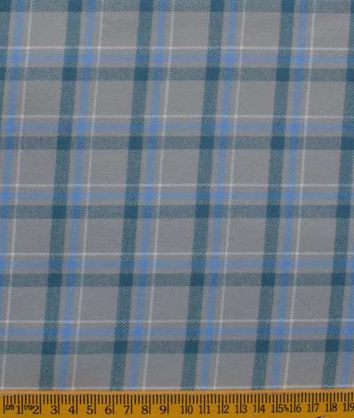 Exquisite Men's Acrylic Checks 2.25 Meter Unstitched Shirting Fabric (Grey)